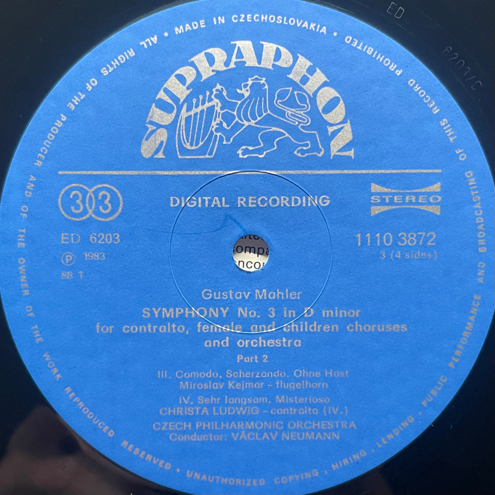Малер - Симфония No. 3 2LP (Чехословакия)
