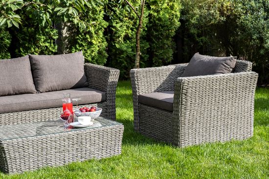 "Капучино" лаунж-зона из искусственного ротанга (гиацинт), цвет серый