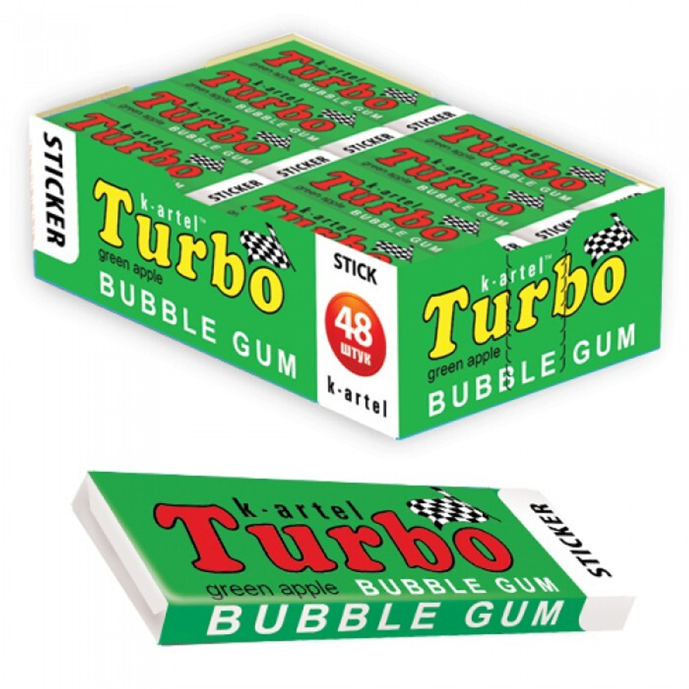 Ж/Резинка TURBO яблоко 48 шт