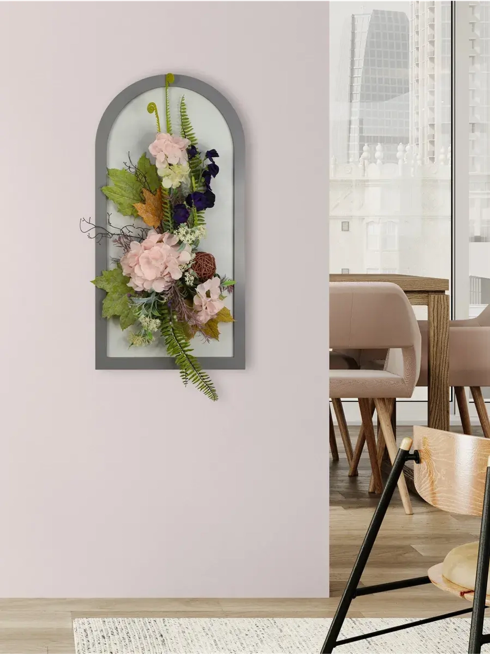 Искусственные цветы на стену в виде арки