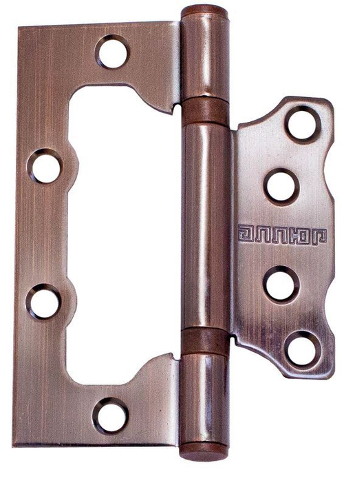 Петля  БЕЗ ВРЕЗКИ  АЛЛЮР  накл. 2BB АС медь (цена за 2шт) 100*75 2 подш. БЛИСТЕР /1043