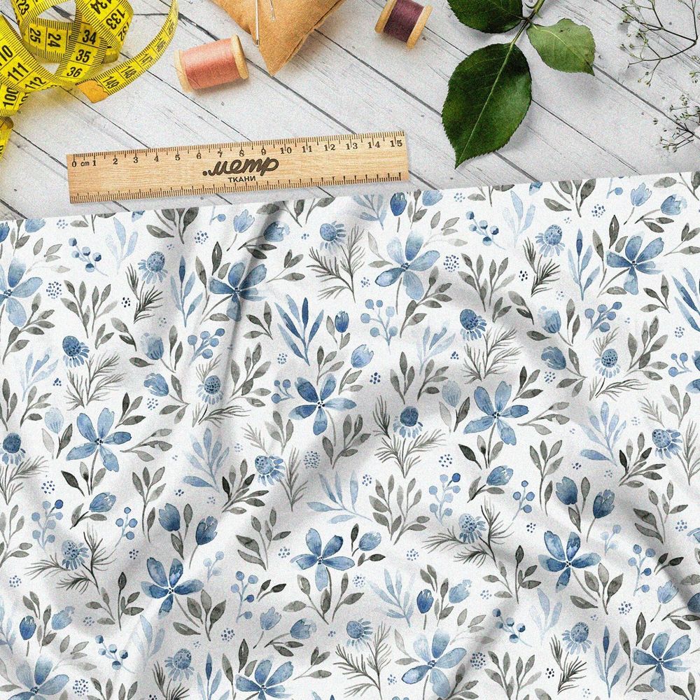 Ткань мембрана незамысловатые цветы с листьями