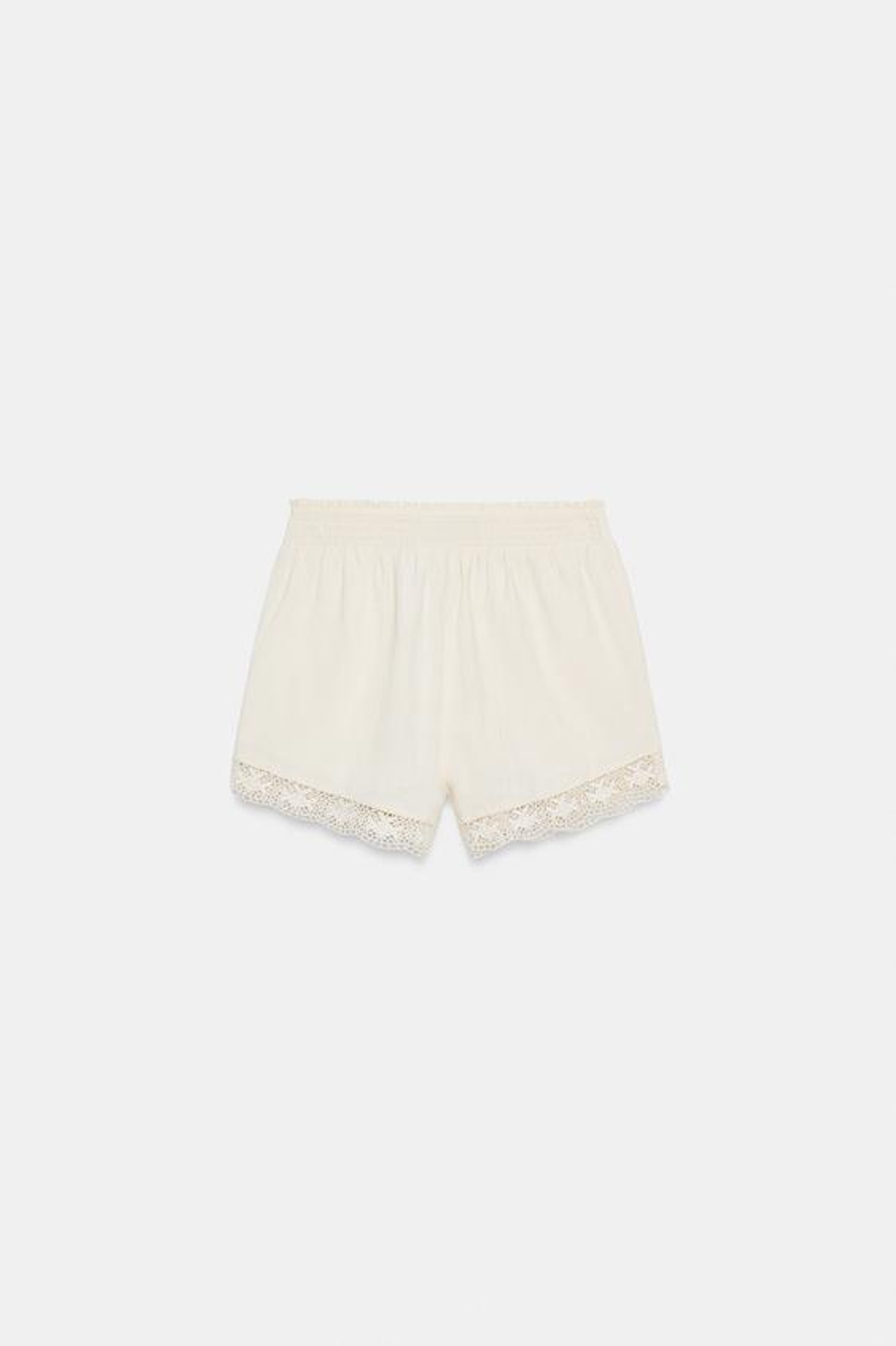 ZARA ШОРТЫ С ВЫШИВКОЙ ЦВЕТОВ, ЭКРЮ