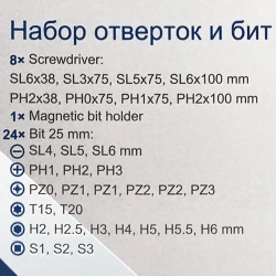 Отвертки в комплекте с битами, набор 33пр. Scheppach Sch-7033С