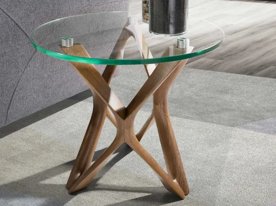 Журнальный столик Angel Cerda 2127 из закаленного стекла и ореха