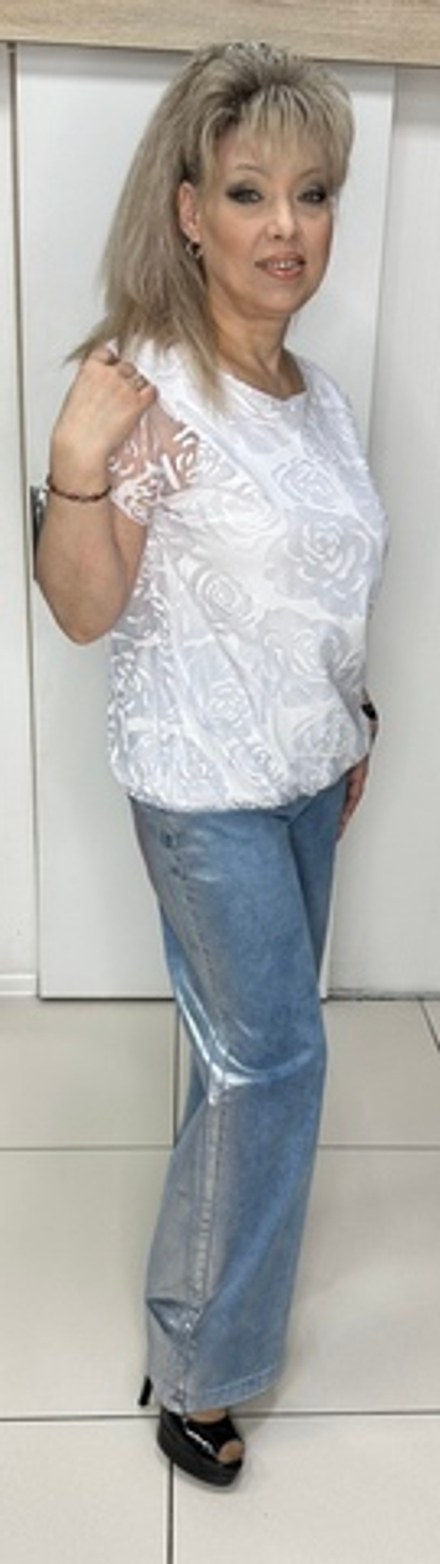 Двойной белый блузон с шифоновым верхом