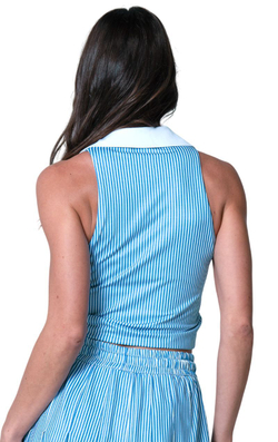 Топ теннисный Lucky in Love Hip Fit Linen Stripe - periwinkle