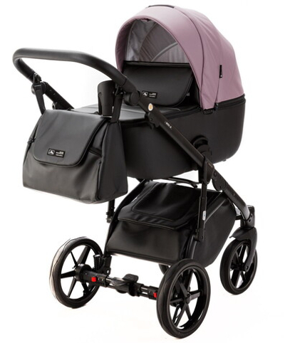 Детская коляска Adamex Nola Deluxe 3 в 1 N-SD106 (СИРЕНЬ КОЖА + ЧЕРН.КОЖА)