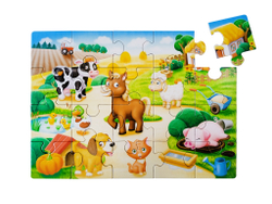 Пазлы "First puzzle Кто живет в деревне? 20 элементов"
