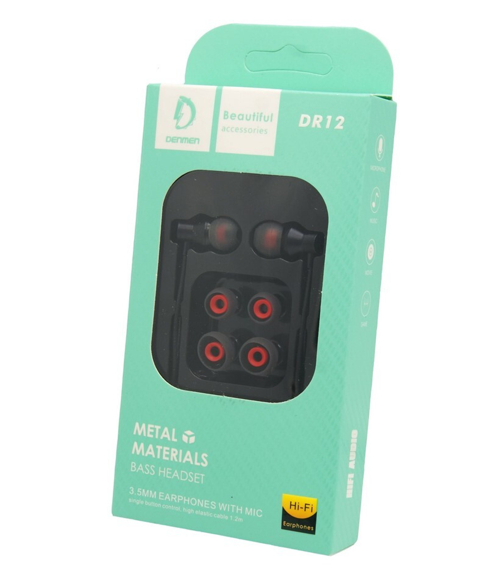 Наушники с микрофоном DENMEN DR12 (черный)