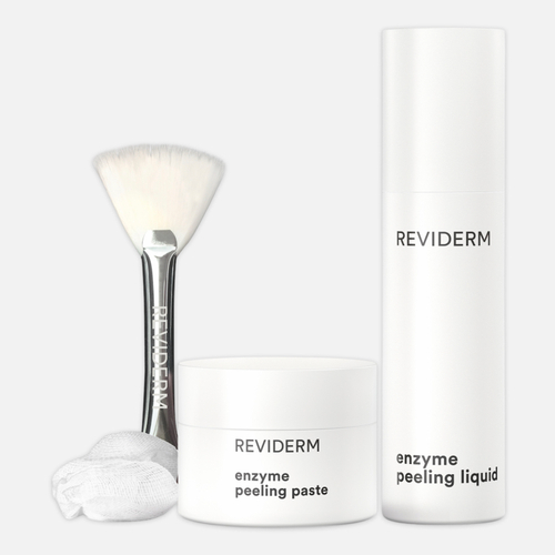 REVIDERM Пилинг: Набор пилинг-дуэт (жидкий энзимный пилинг  и пилинг-маска + кисть, марлевый тампон и  шпатель), набор