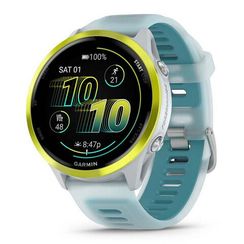 Garmin Forerunner 570 47 мм — желтый алюминиевый корпус, бело-бирюзовый ремешок