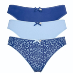 Набор из 3 сине-голубых трусиков-слип Olivia (Размер: S) (Цвет: синий с голубым)