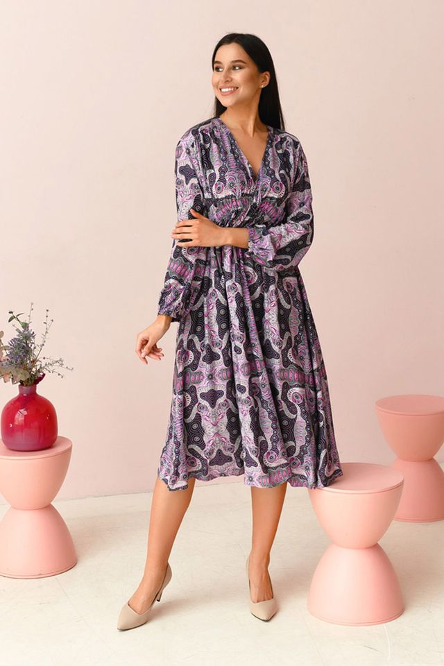 Длинное платье Alba с завышенной линией талии