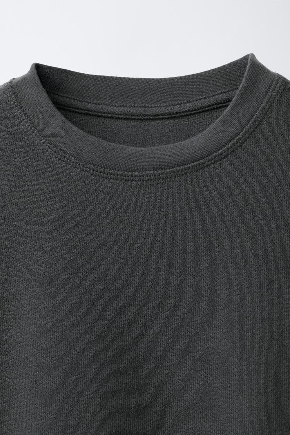 ZARA ФУТБОЛКА ИЗ РЕЛЬЕФНОЙ ТКАНИ, АНТРАЦИТОВО-СЕРЫЙ