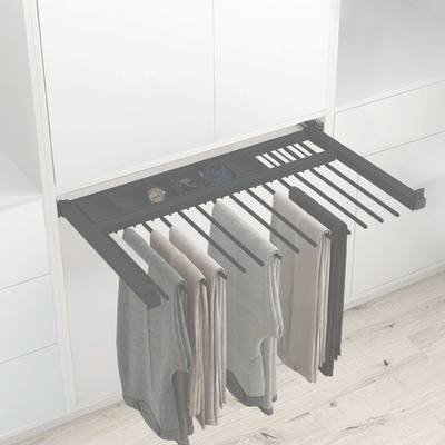 MENAGE CONFORT Выдвижная телескопическая брючница PANSY с лотком для аксессуаров, ширина 800-900 мм, антрацит