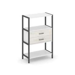 Shelf System Односекционный стеллаж трехярусный с ящиками SN.STM-312 Белый/Дуб Наварра/Металл Антрац