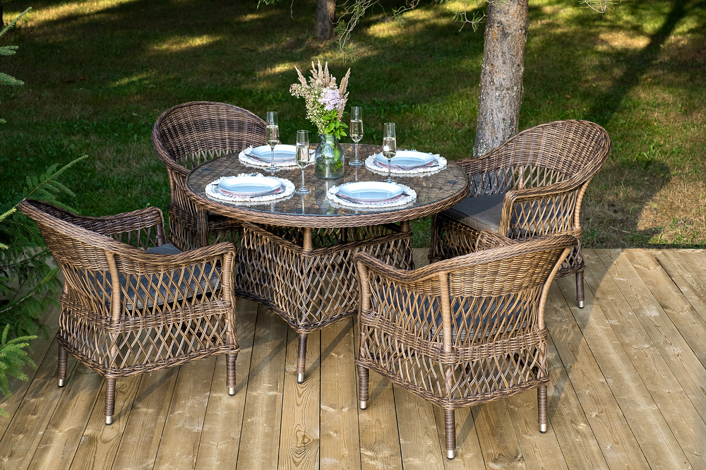 "Дольче" обеденная группа из искусственного ротанга, цвет коричневый