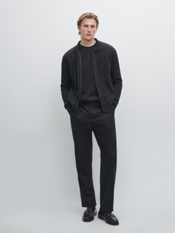 Massimo Dutti Вязаный кардиган, темно-синий