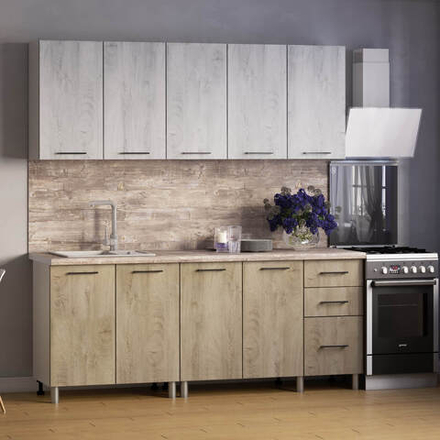 "Палермо Готовое решение" 2,0 м дуб сонома/дуб остин серый/дуб остин бежевый, белый/дуб остин серый/дуб остин бежевый