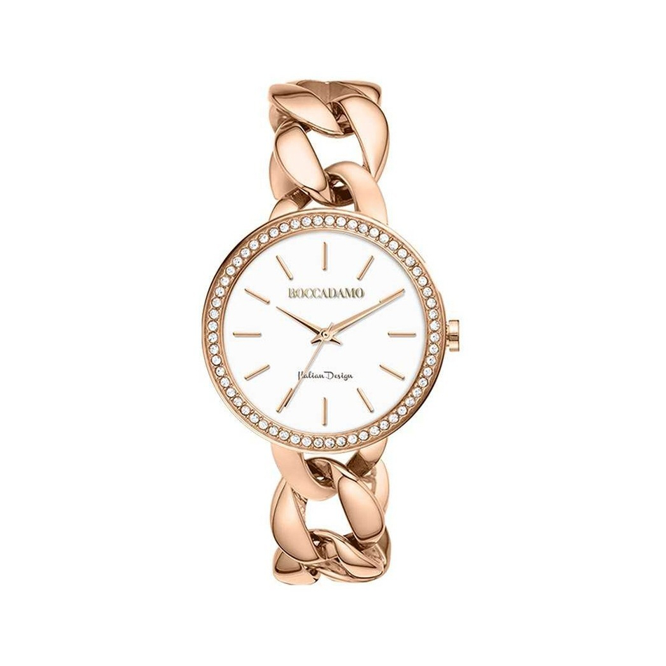 Часы Boccadamo LadyB Rosegold White LB007 BW/RG с минеральным стеклом, кристаллами Swarovski