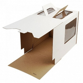 Коробка для торта 26х26х28 с ручками белая