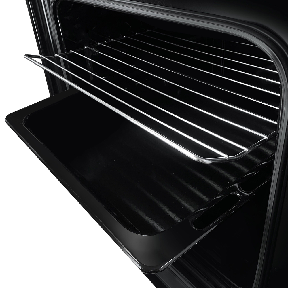 Электрический духовой шкаф встраиваемый GINZZU HOE-120 черный с конвекцией, 9 программ