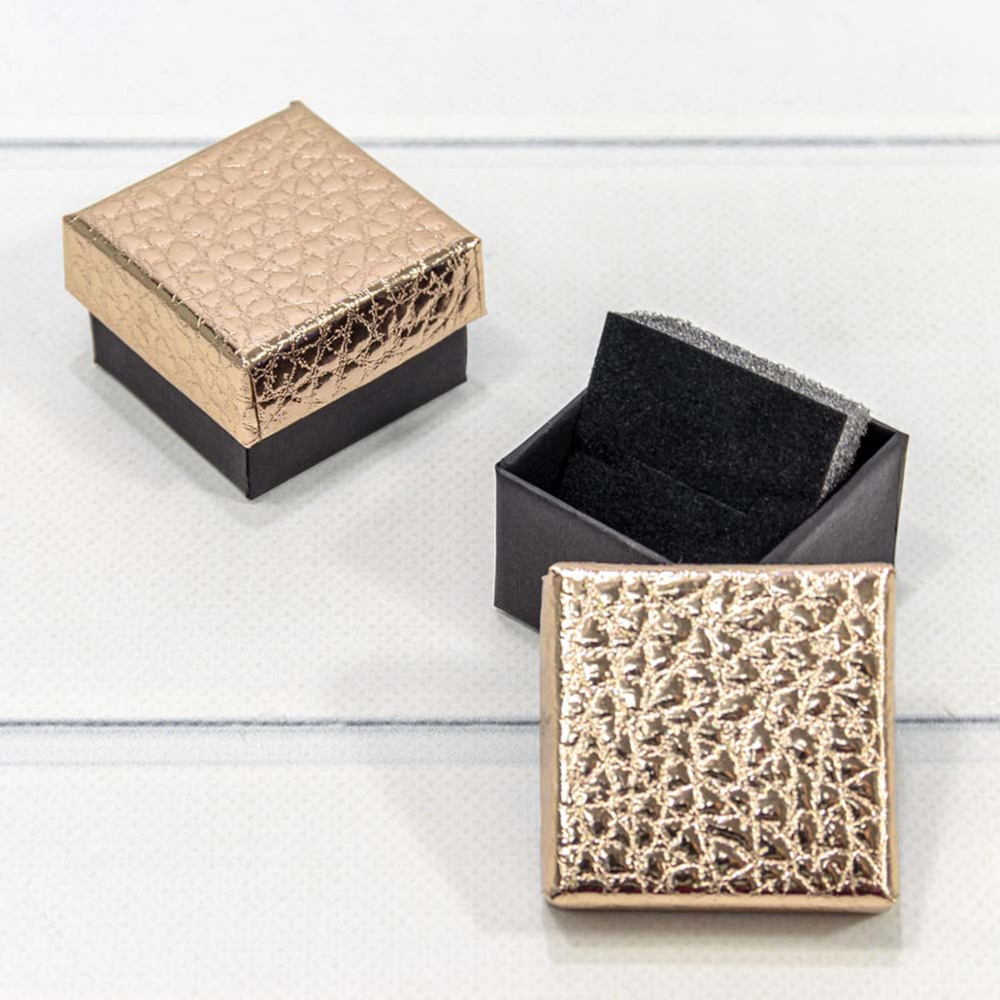 Коробка Ювелирная 5х5х3.5 см Набор 2 шт "Кожа крокодила" (Бронзовый)