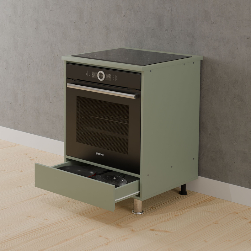 Кухонный модуль напольный, 60х55х83, Малага, под духовой шкаф, зеленый / дуб, Dipriz