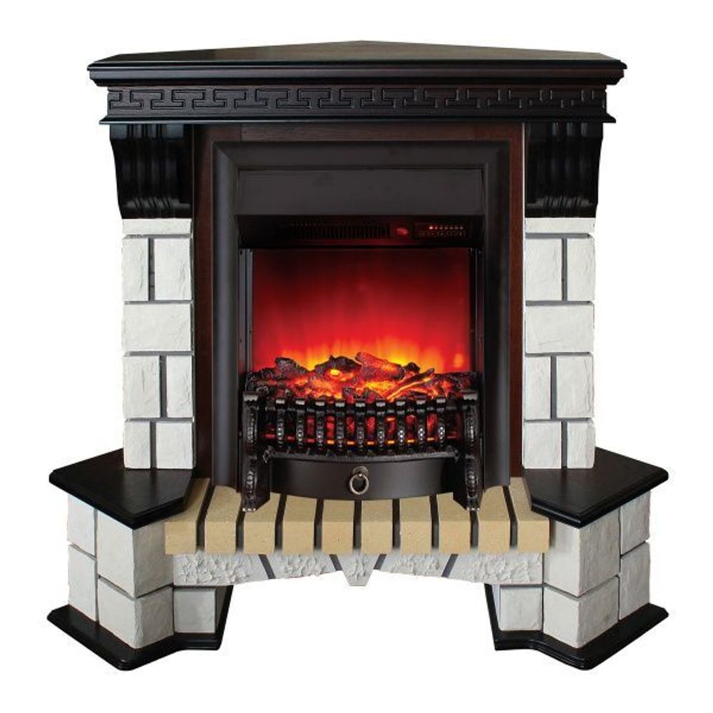 Электрокамин RealFlame Stone Coner AO античный дуб с очагом Fobos Lux BL