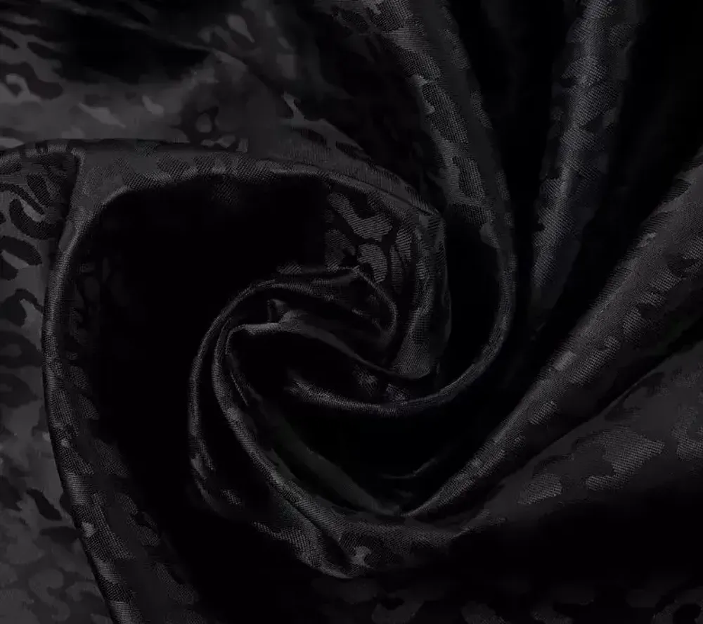 Ткань подкладочная Жаккард, шир. 145 см, 90(+/-5) гр/м2, вискоза 48%, п/э 52%, чёрный