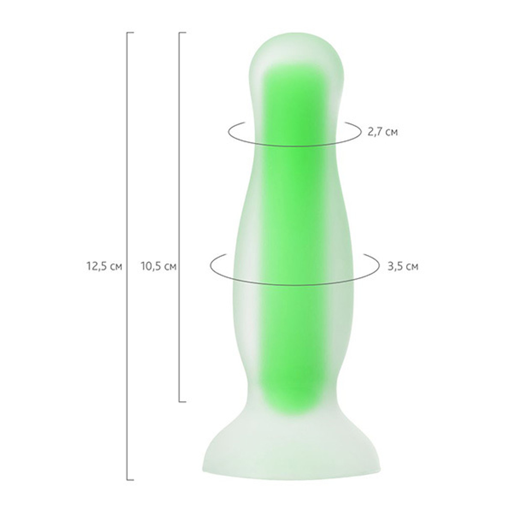 Зеленая светящаяся в темноте анальная втулка 12,5см ToyFa Beyond Mortimer Glow 873006