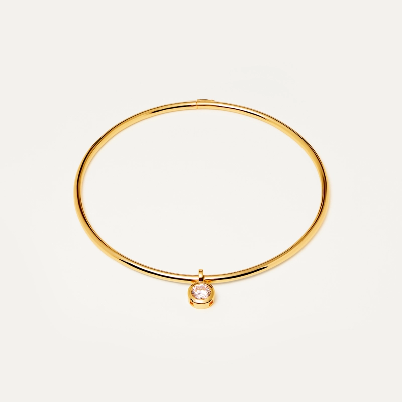 Чокер Жесткая Основа – Золото, Прозрачный круг