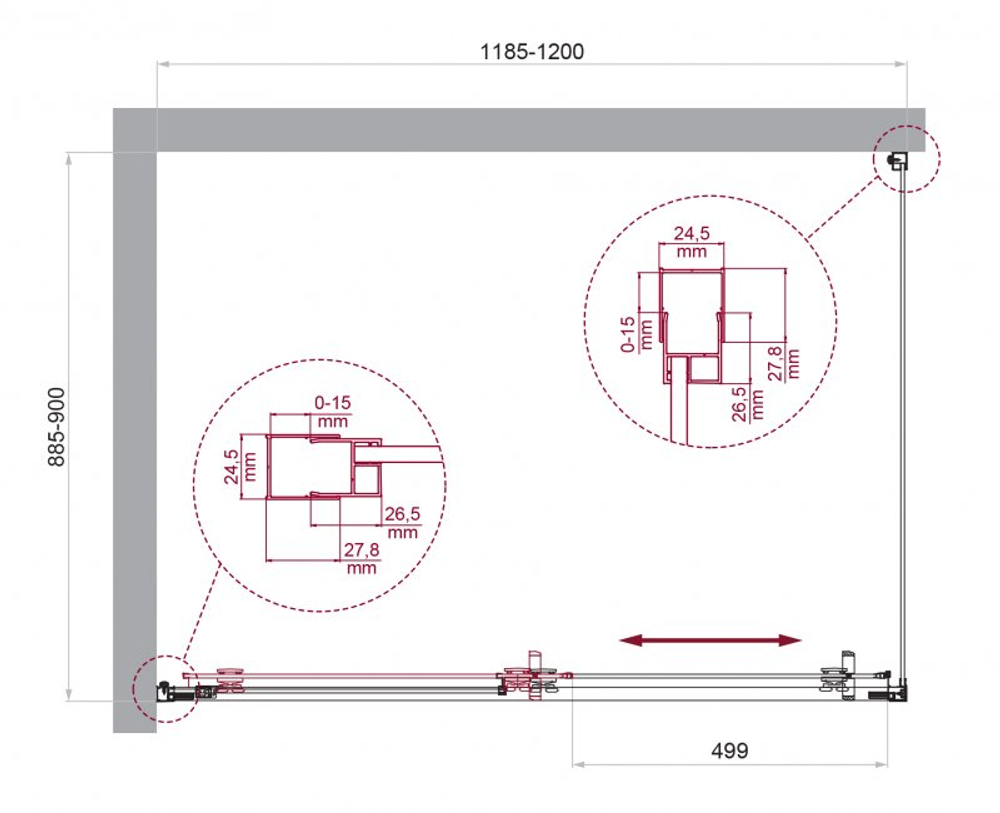 Душевой уголок BelBagno LUCE-AH-1-120/90-P-Cr
