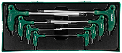 H10MB08SP Комплект угловых шестигранников двусторонних с шаром 2-10мм , 8 предметов (ложемент)