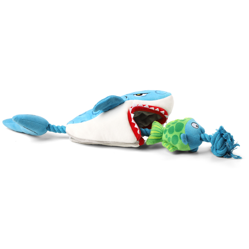 85068 Игрушка для собак Акула с рыбой на веревке 51см, GiGwi серия CATCH & FETCH