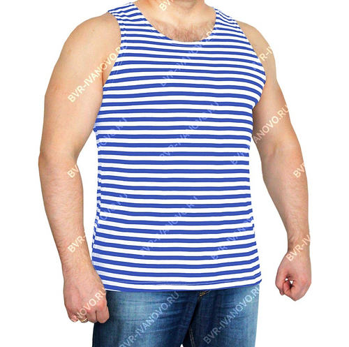 Майка-тельняшка уз/пл (кулирка, голубая полоса)