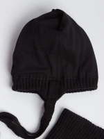 Шапка и снуд для девочки с ушками на завязках