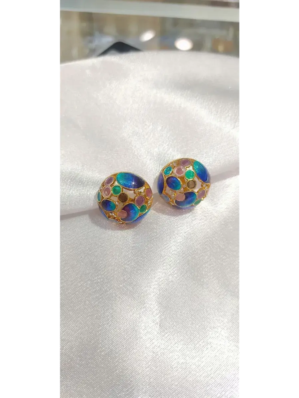 Ювелирные серьги серебро 925 эмаль