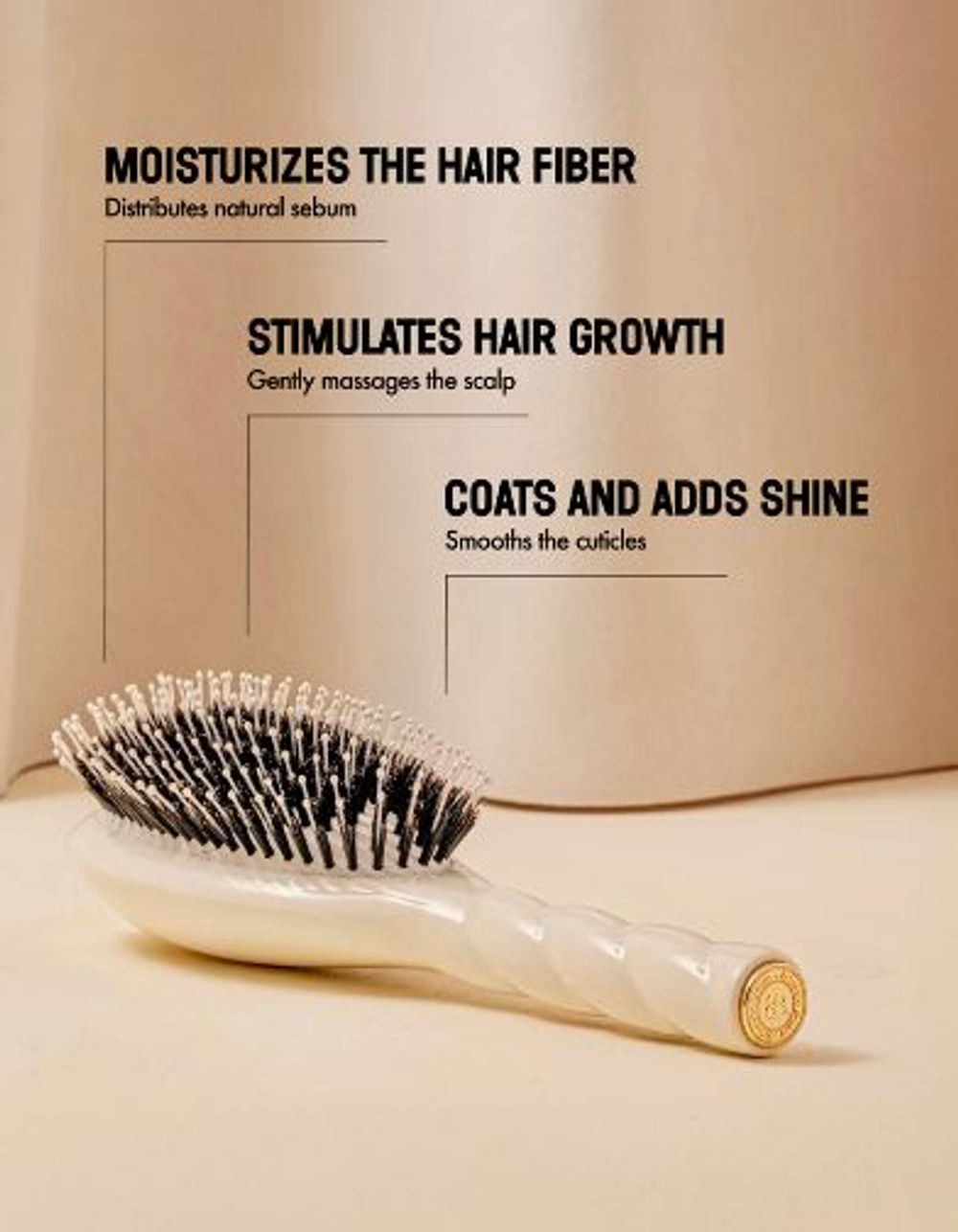 La Bonne Brosse Массажная расческа для волос N 03 Essential Sensitive Scalp Brush - Creamy White
