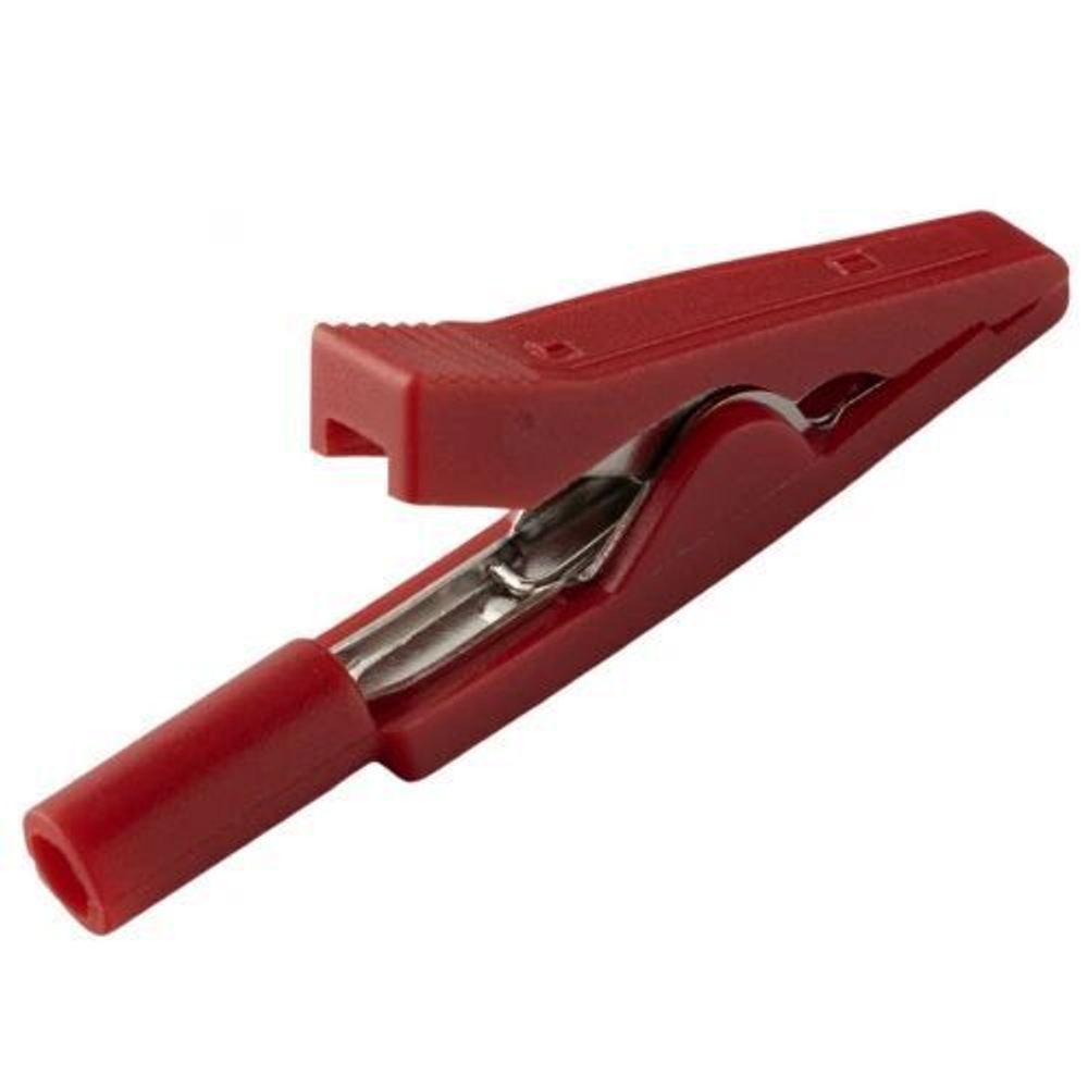 Зажим крокодил для проводов 10A 42мм (Красный)