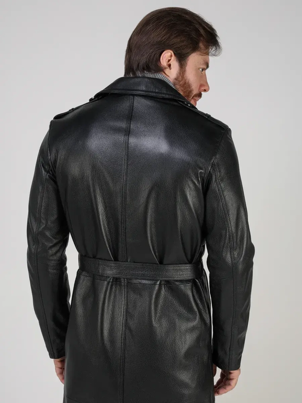 Плащ кожаный из натуральной кожи тренч