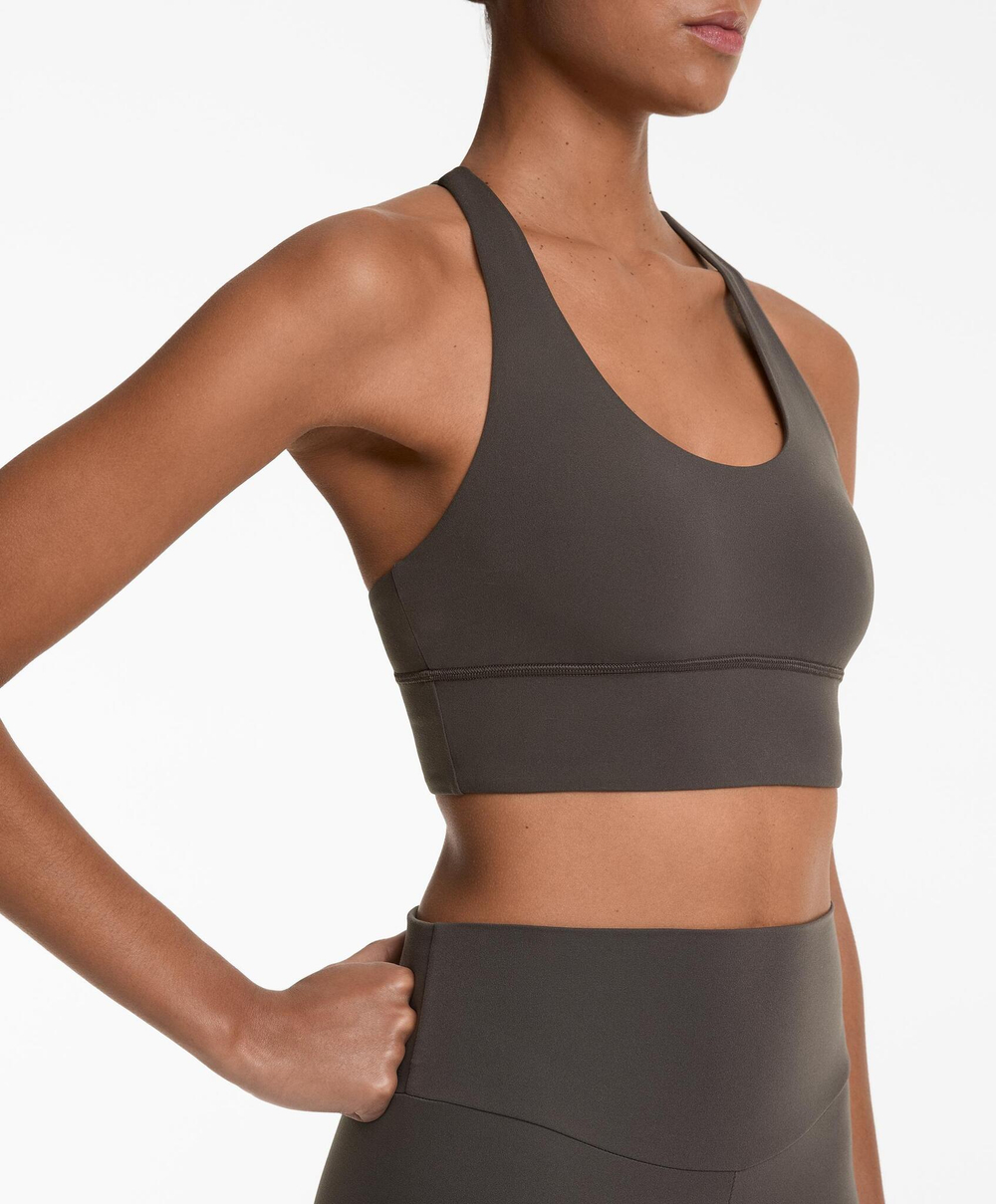 Oysho Спортивный бюстгальтер Comfortlux со средней степенью поддержки, антрацитовый