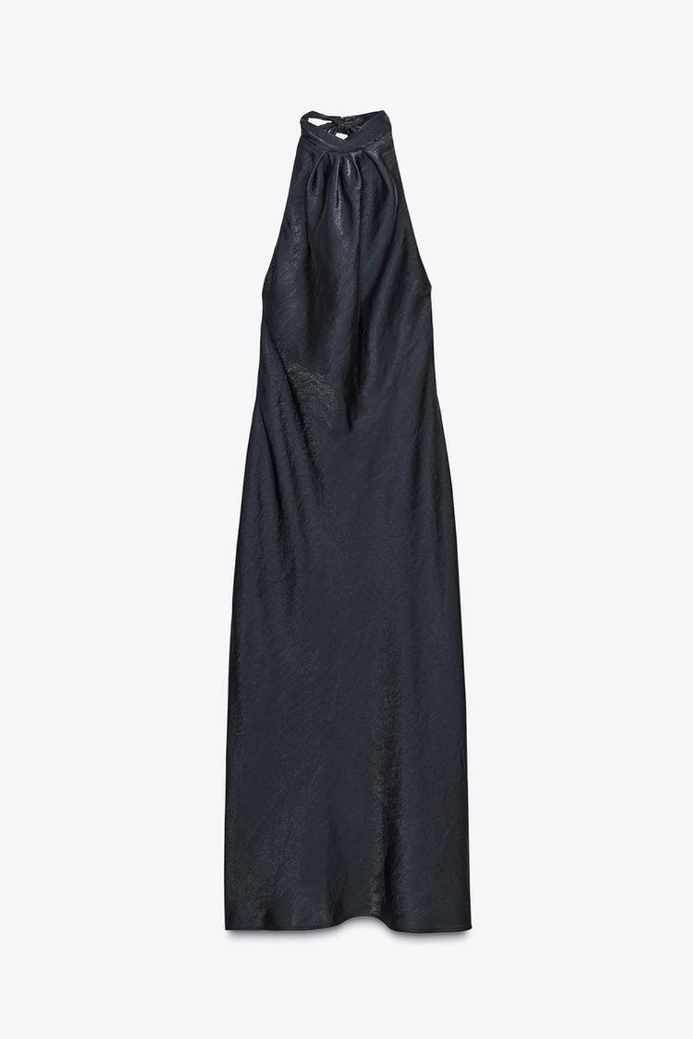 ZARA ПЛАТЬЕ МИДИ С ГОРЛОВИНОЙ ХАЛТЕР, ЧЕРНЫЙ