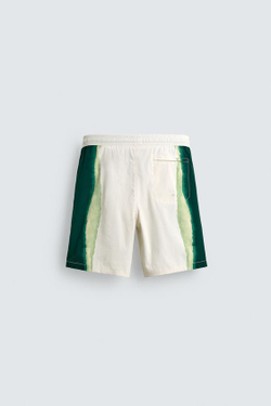 ZARA ДЛИННЫЕ ПЛАВКИ С ПРИНТОМ В ПОЛОСКУ, ЭКРЮ