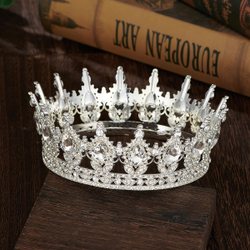 Декоративная корона на торт, серебро (Белые камни)