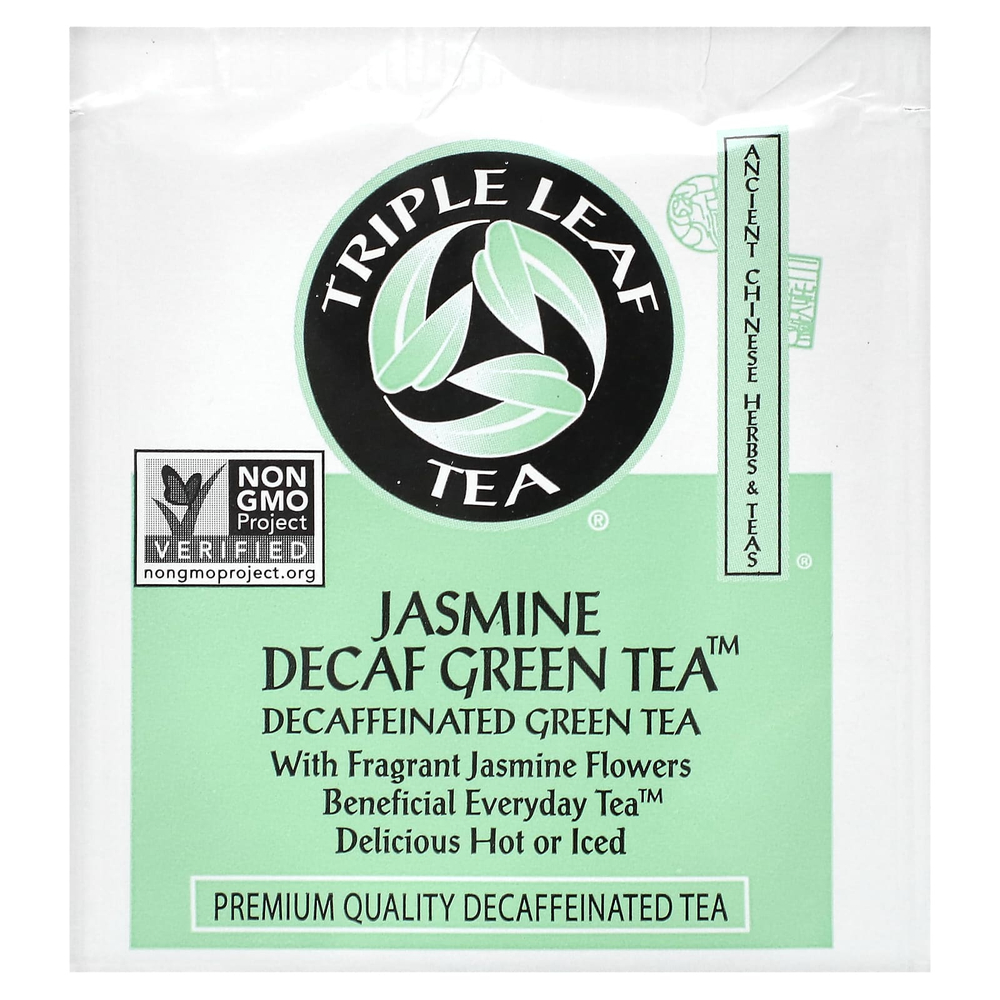 Triple Leaf Tea, зеленый чай с жасмином без кофеина, 20 чайных пакетиков, 38 г (1,34 унции)