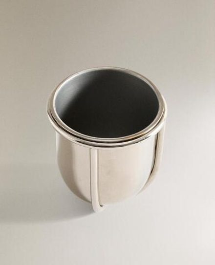 ZARA HOME МЕТАЛЛИЧЕСКИЙ СТАКАН ДЛЯ ЗУБНЫХ ЩЕТОК, СЕРЕБРЯНЫЙ