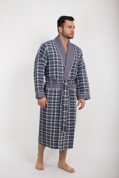 Вафельный мужской халат Gentelmen Style серый