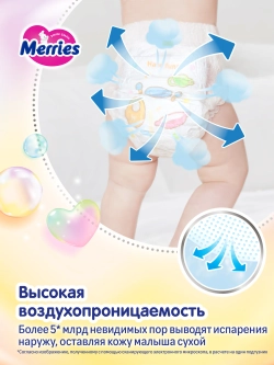 Трусики-подгузники Merries 3 58шт